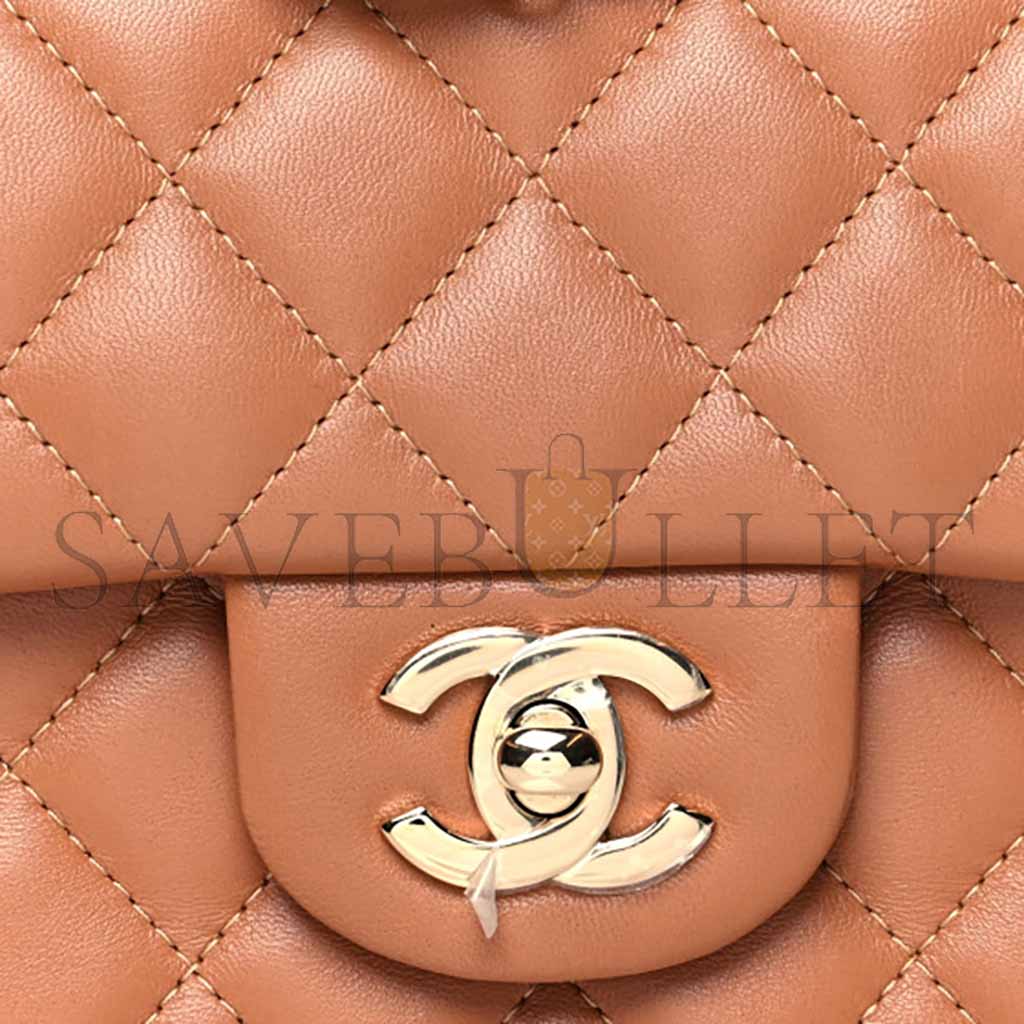 Ch*el lambskin quilted mini rectangular flap brown as1116 (20*13*6cm)